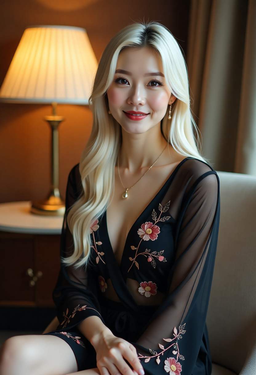 《玫瑰继承人》女主站在庄园长廊的电影剧照